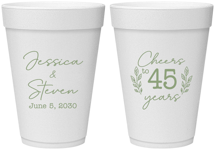 Personalized Anniversary 16 oz Foam Cups - Cheers To 45 Years | 80026