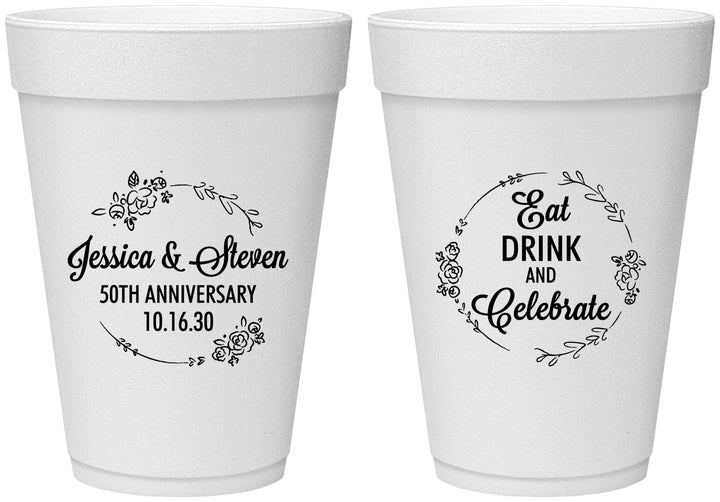 Personalized Anniversary 16 oz Foam Cups - 50th Wedding | 80027