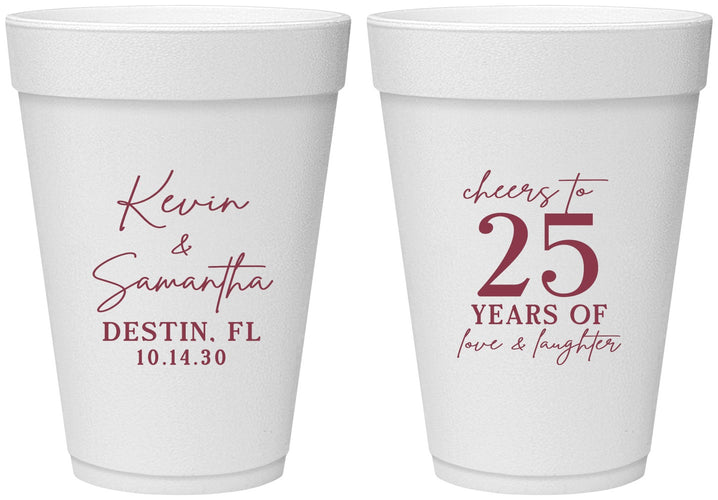 Personalized Anniversary 16 oz Foam Cups - 25 Years Of Marriage | 80032
