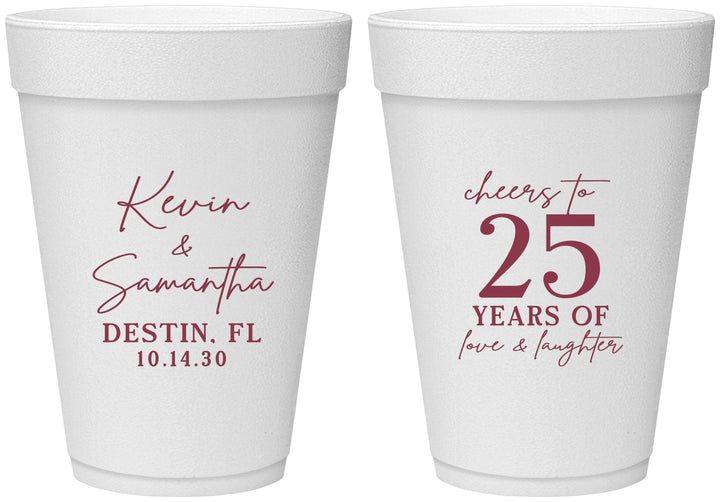 Personalized Anniversary 16 oz Foam Cups - 25 Years Of Marriage | 80032
