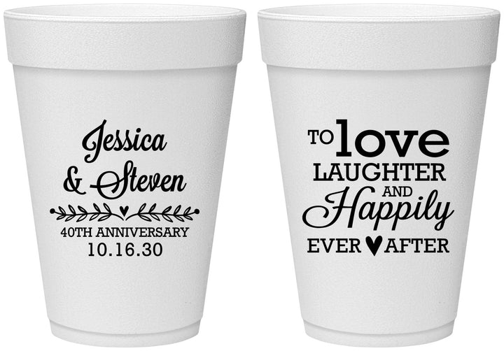 Personalized Anniversary 16 oz Foam Cups - 40th Wedding | 80035