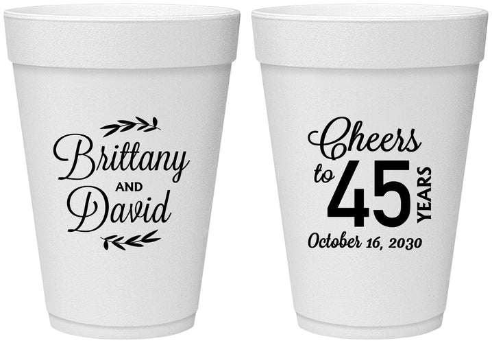 Personalized Anniversary 16 oz Foam Cups - Cheers To 45 Years | 80036