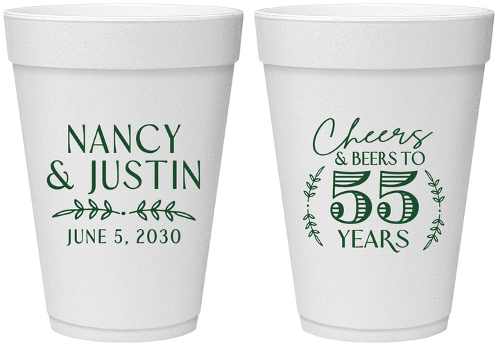 Personalized Anniversary 16 oz Foam Cups - Cheers To 55 Years | 80038