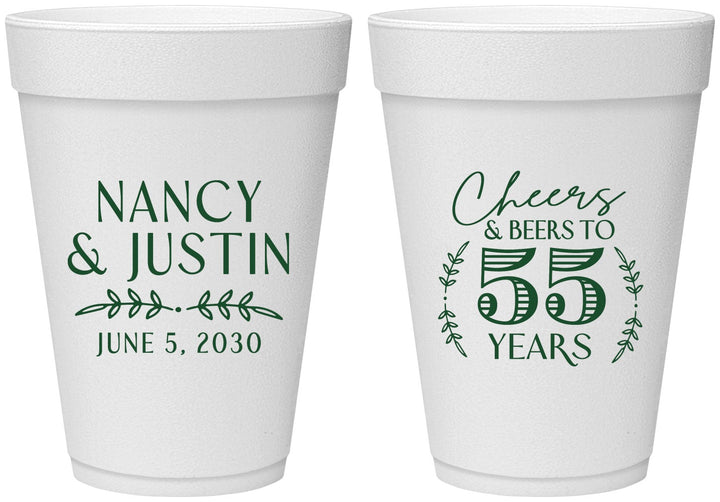 Personalized Anniversary 16 oz Foam Cups - Cheers To 55 Years | 80038