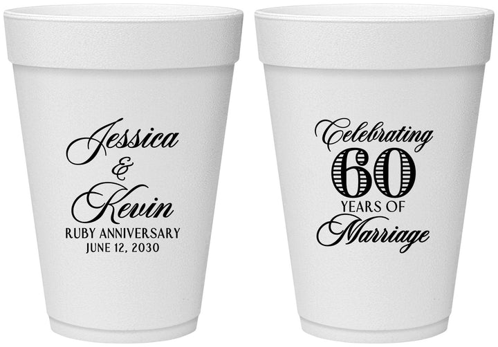 Personalized Anniversary 16 oz Foam Cups - 60 Years Of Marriage | 80039