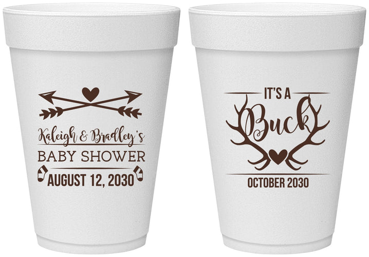 Personalized Baby Shower 16 oz Foam Cups - It’s A Buck Antler | 90000