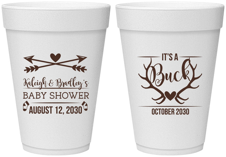 Personalized Baby Shower 16 oz Foam Cups - It’s A Buck Antler | 90000