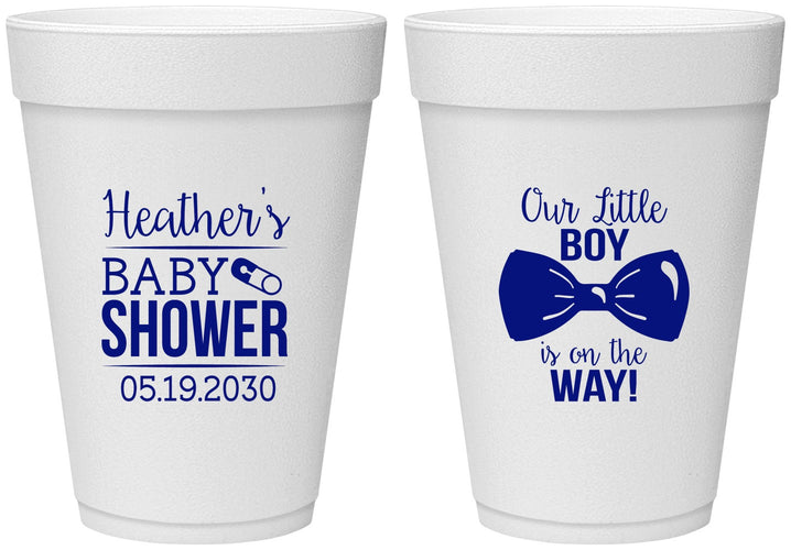 Personalized Baby Shower 16 oz Foam Cups - Little Boy Is On The Way | 90005