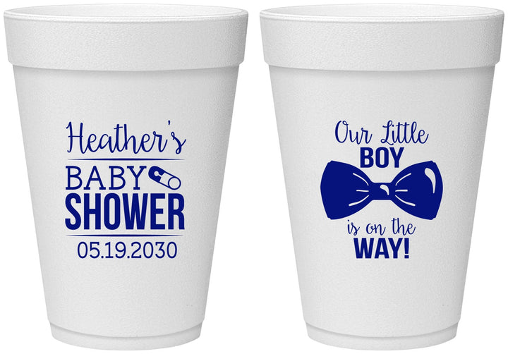 Personalized Baby Shower 16 oz Foam Cups - Little Boy Is On The Way | 90005