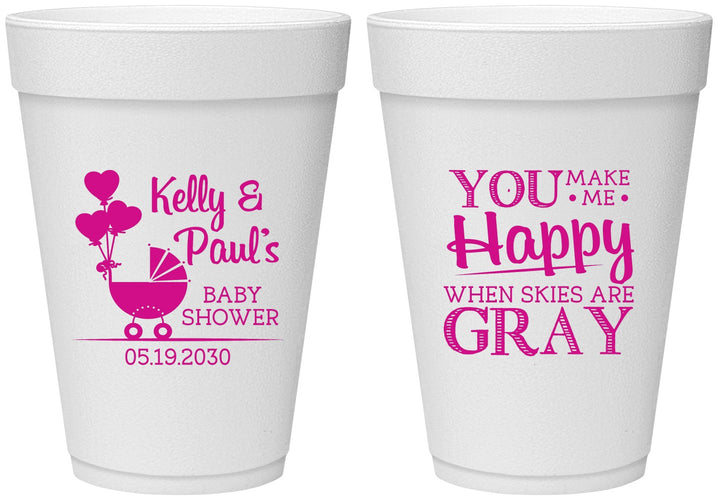 Personalized Baby Shower 16 oz Foam Cups - You Make Me Happy | 90010