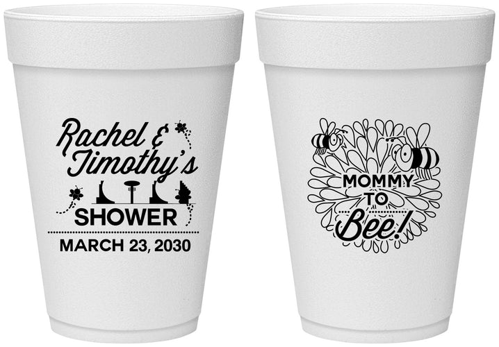 Personalized Baby Shower 16 oz Foam Cups - Mommy To Bee | 90017