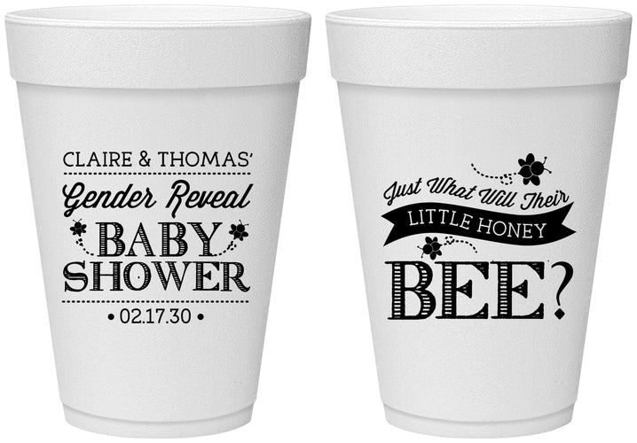 Personalized Baby Shower 16 oz Foam Cups - Little Honey Bee | 90018