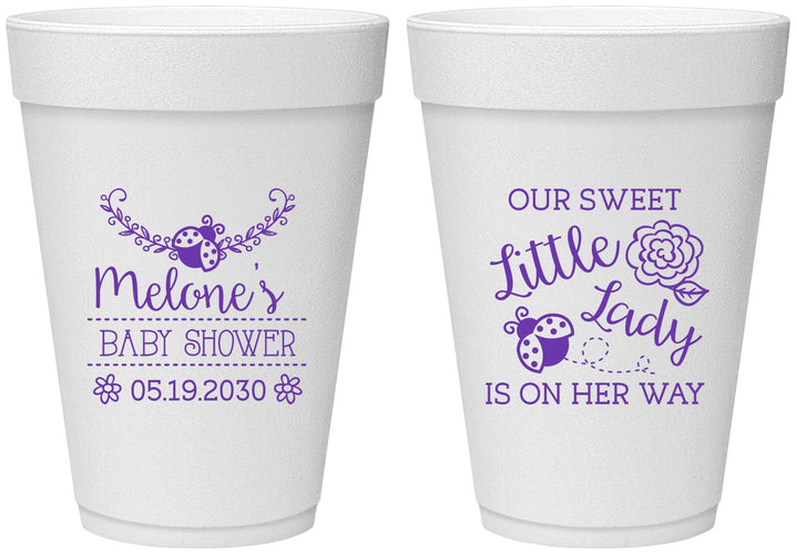Personalized Baby Shower 16 oz Foam Cups - Little Lady On The Way | 90021