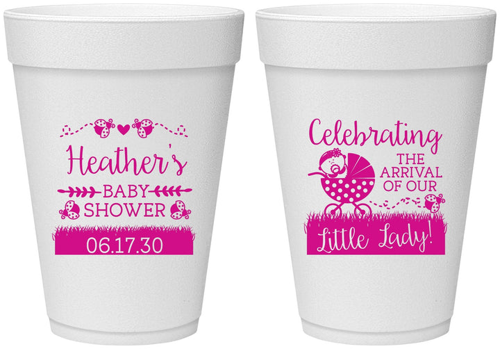 Personalized Baby Shower 16 oz Foam Cups - Little Lady On The Way | 90023