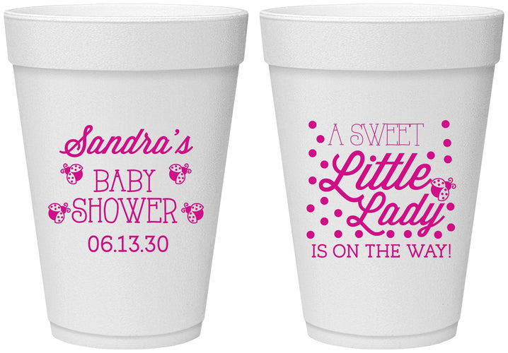 Personalized Baby Shower 16 oz Foam Cups - Sweet Little Lady | 90024