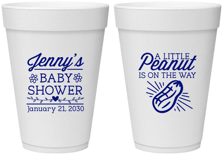 Personalized Baby Shower 16 oz Foam Cups - Peanut On The Way | 90025