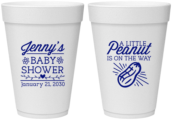 Personalized Baby Shower 16 oz Foam Cups - Peanut On The Way | 90025