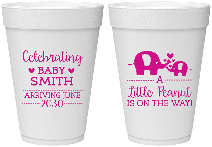 Personalized Baby Shower 16 oz Foam Cups - Peanut On The Way | 90027