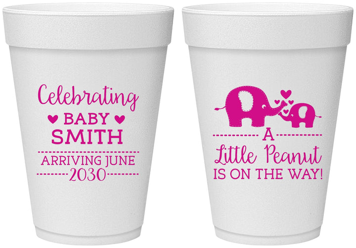 Personalized Baby Shower 16 oz Foam Cups - Peanut On The Way | 90027