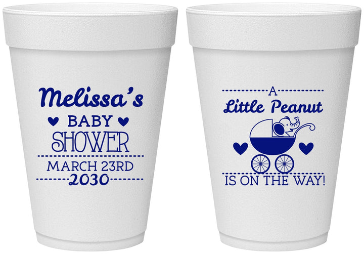 Personalized Baby Shower 16 oz Foam Cups - Peanut On The Way | 90028