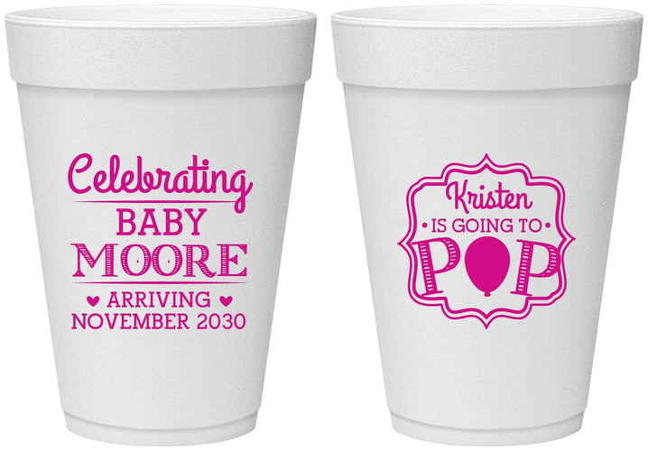 Personalized Baby Shower 16 oz Foam Cups - Going To Pop | 90040