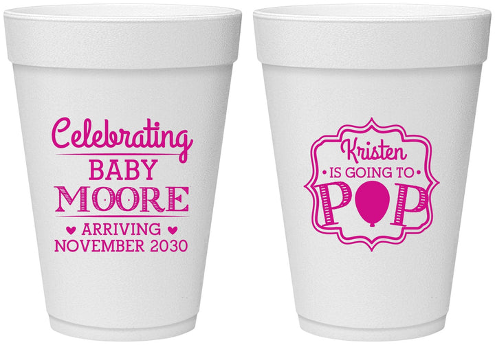Personalized Baby Shower 16 oz Foam Cups - Going To Pop | 90040