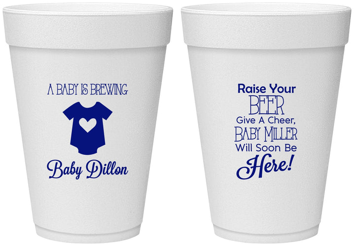 Personalized Baby Shower 16 oz Foam Cups - Baby Is Brewing | 90041