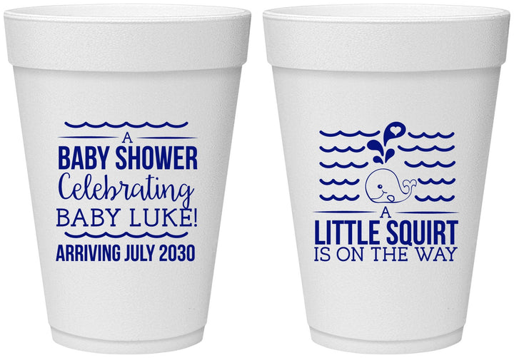 Personalized Baby Shower 16 oz Foam Cups - Little Squirt On The Way | 90043