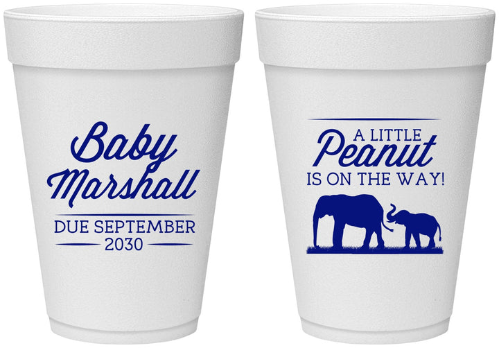 Personalized Baby Shower 16 oz Foam Cups - Peanut On The Way | 90062