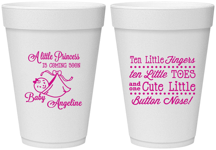 Personalized Baby Shower 16 oz Foam Cups - Little Princess | 90066