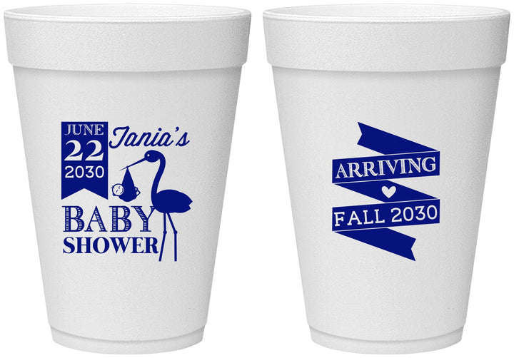 Personalized Baby Shower 16 oz Foam Cups - Stork | 90073