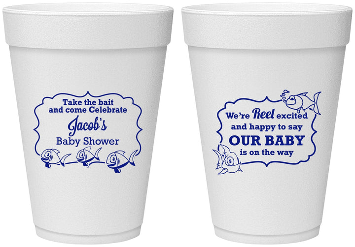 Personalized Baby Shower 16 oz Foam Cups - Fish | 90075