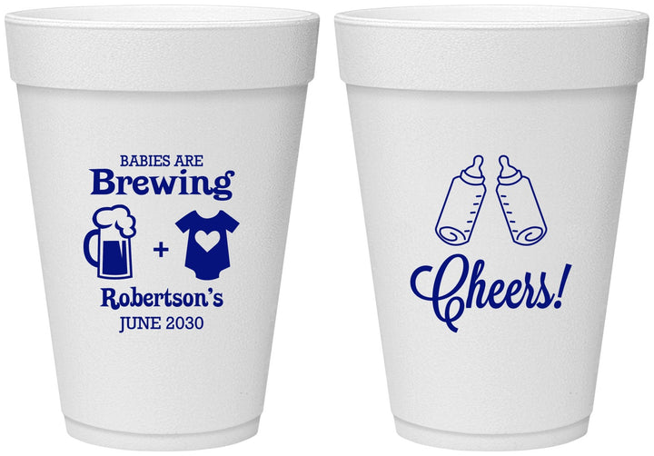 Personalized Baby Shower 16 oz Foam Cups - Babies Are Brewing | 90080