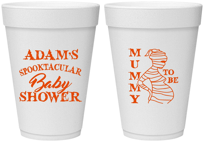 Personalized Baby Shower 16 oz Foam Cups - Mummy To Be Halloween | 90087
