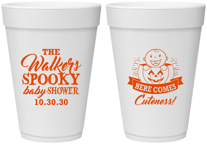 Personalized Baby Shower 16 oz Foam Cups - Cuteness Halloween | 90089