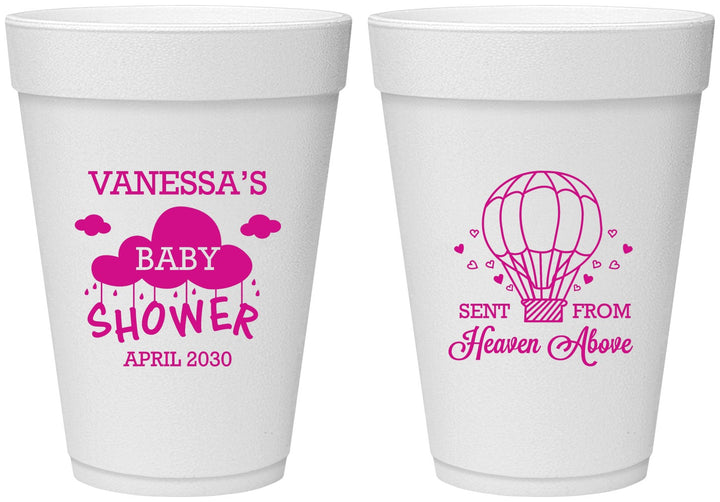 Personalized Baby Shower 16 oz Foam Cups - Hot Air Balloon | 90097