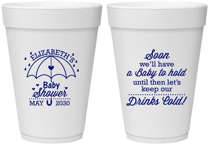 Personalized Baby Shower 16 oz Foam Cups - April Showers May Babies | 90098