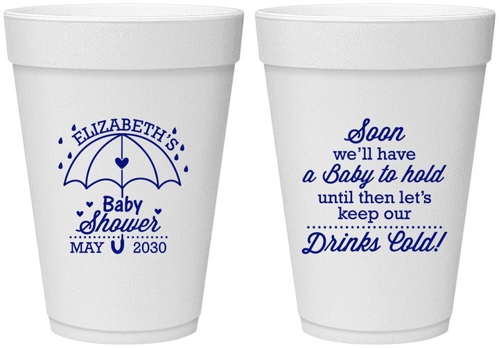 Personalized Baby Shower 16 oz Foam Cups - April Showers May Babies | 90098