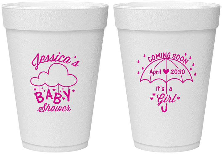 Personalized Baby Shower 16 oz Foam Cups - April Showers May Babies | 90099