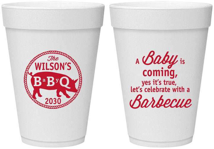 Personalized Baby Shower 16 oz Foam Cups - Bbq | 90110