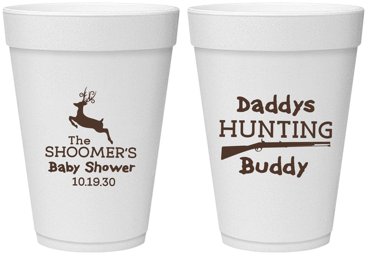 Personalized Baby Shower 16 oz Foam Cups - Hunting Deer | 90118