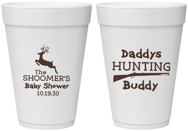 Personalized Baby Shower 16 oz Foam Cups - Hunting Deer | 90118