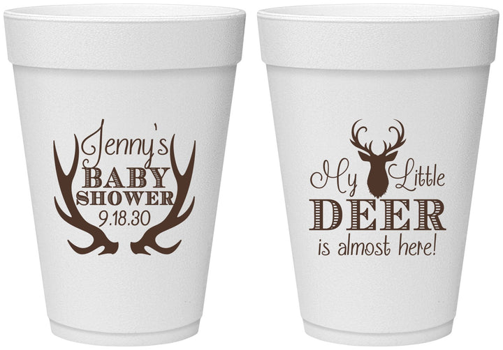 Personalized Baby Shower 16 oz Foam Cups - My Little Deer | 90124