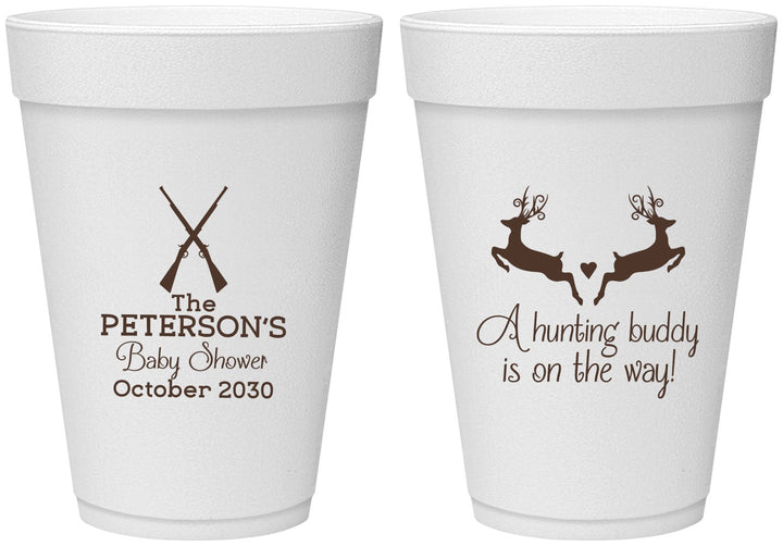 Personalized Baby Shower 16 oz Foam Cups - Hunting Buddy | 90125