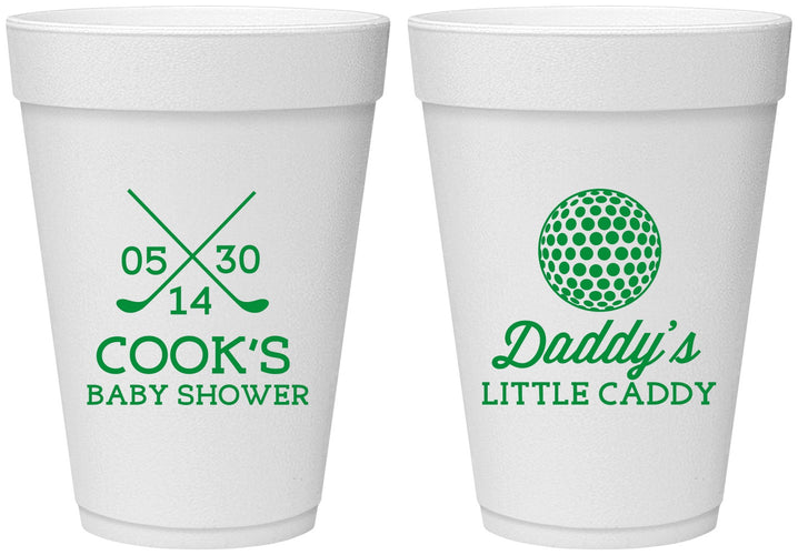 Personalized Baby Shower 16 oz Foam Cups - Golf Little Caddy | 90135