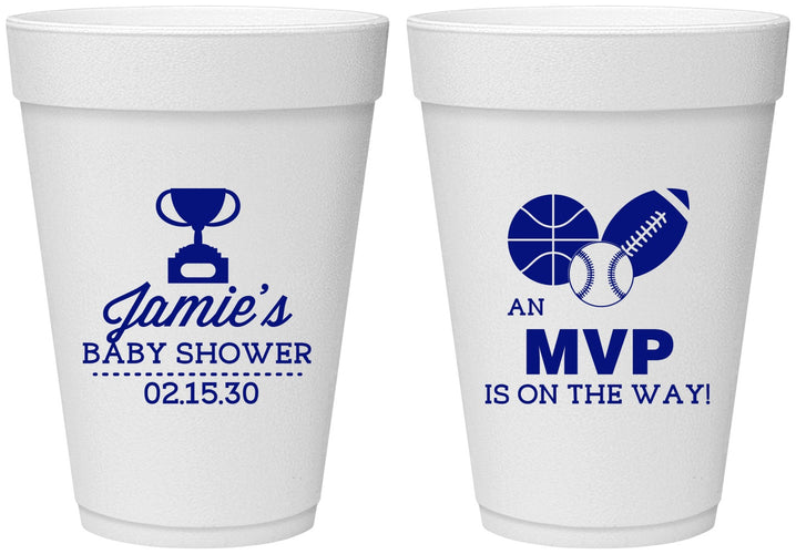Personalized Baby Shower 16 oz Foam Cups - Sports Mvp | 90141
