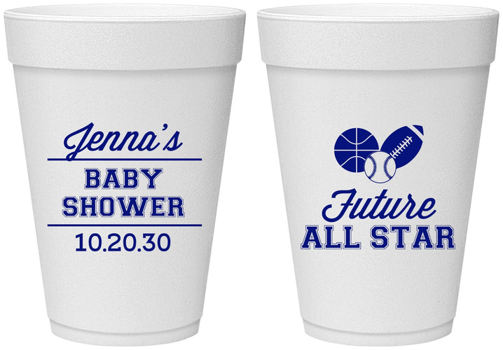 Personalized Baby Shower 16 oz Foam Cups - Future All Star | 90146