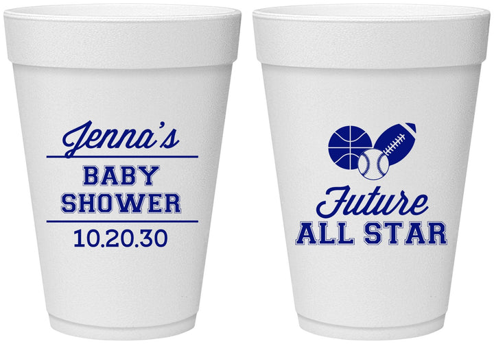 Personalized Baby Shower 16 oz Foam Cups - Future All Star | 90146