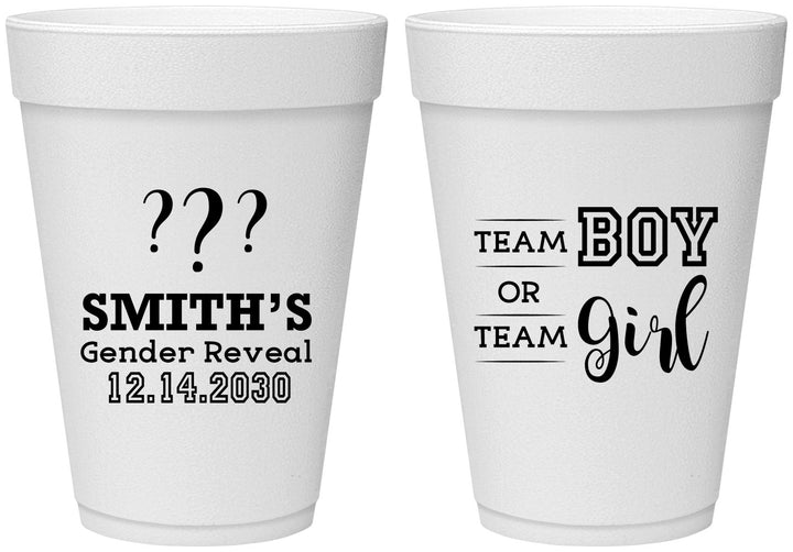 Personalized Baby Shower 16 oz Foam Cups - Gender Reveal | 90150