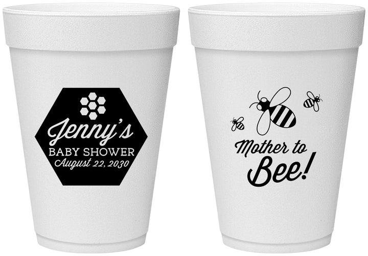 Personalized Baby Shower 16 oz Foam Cups - Mother To Bee | 90153